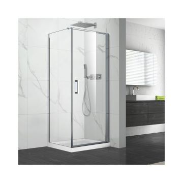 Cabina de dus cu usa batanta Mediterraneo Miranda crom patrata 90x90 Cabina de dus cu usa batanta Mediterraneo Miranda crom patrata 90x90