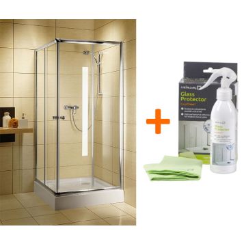 Cabina de dus patrata Radaway Premium C800 80x80cm complet echipata cu cadita Tinos si sifon + cadou solutie EasyClean Protector