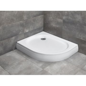 Cadita dus asimetrica semirotunda Radaway Patmos E, 100X80X16 cm, acrilica
