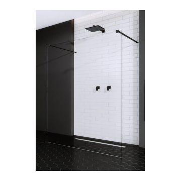 Cabina de dus Walk-in Radaway Modo New Black I 120 cm, profil negru la reducere