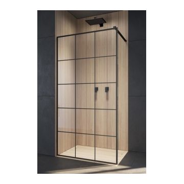 Cabina dus Walk-In Radaway Modo New Black II Factory 105 x H200 cm profil negru mat