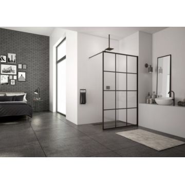 Cabina dus Walk-in SanSwiss Easy Loft 75 Industries 100 x H200 cm profil negru mat