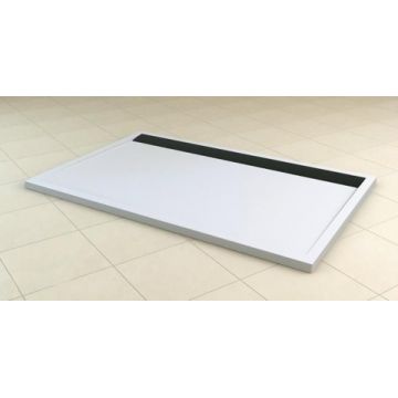 Cadita dus SanSwiss ILA WIA, 80 x 100 cm slim din marmura compozita alb, negru