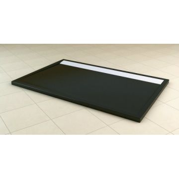 Cadita dus SanSwiss ILA WIA 80x100xH3.5 cm marmura sintetica neagra, capac alb