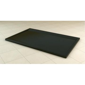 Cadita dus SanSwiss ILA WIA, 80 x 100 cm slim din marmura compozita, negru granit