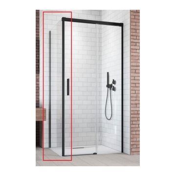 Perete lateral cabina dus Radaway Idea Black KDJ stanga 100 x H200.5 cm profil negru mat