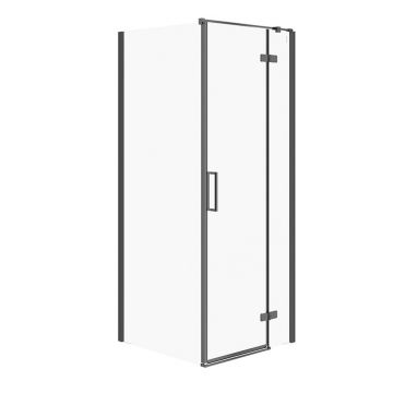 Cabina de dus patrata Cersanit Jota cu usa batanta dreapta 80x80 negru