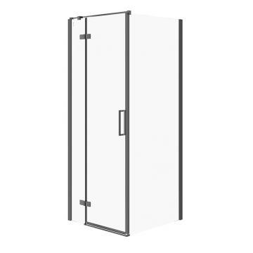 Cabina de dus patrata Cersanit Jota cu usa batanta stanga 80x80 negru