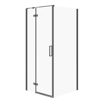Cabina de dus patrata Cersanit Jota cu usa batanta stanga 90x90 negru