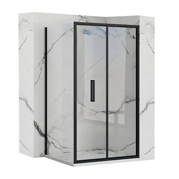 Cabina de dus patrata cu usa pliabila Rea Rapid Fold 100x100 negru