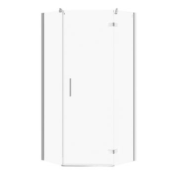 Cabina de dus pentagonala Cersanit Jota cu usa batanta dreapta 90x90 crom