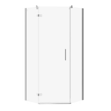 Cabina de dus pentagonala Cersanit Jota cu usa batanta stanga 90x90 crom