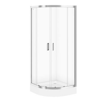 Cabina de dus semirotunda Cersanit Arteco cu 2 usi culisante 80x80 crom