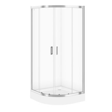 Cabina de dus semirotunda Cersanit Arteco cu 2 usi culisante 90x90 crom