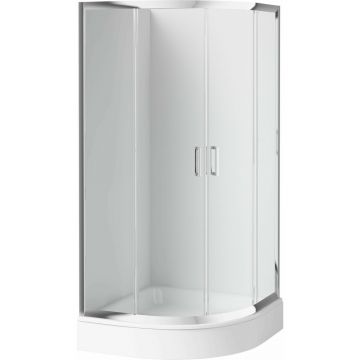 Cabina de dus semirotunda Deante Funkia cu usi culisante 80x80 cm finisaj crom cu sticla transparenta