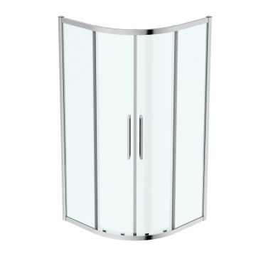 Cabina de dus semirotunda Ideal Standard i.life cu 2 usi culisante 100x100 argintiu