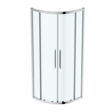 Cabina de dus semirotunda Ideal Standard i.life cu 2 usi culisante 80x80 argintiu