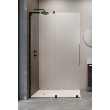 Cabina de dus tip Walk-in Radaway Furo SL Black 100 cm orientare stanga profil negru mat la reducere