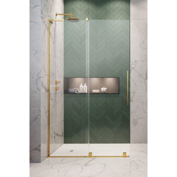 Cabina de dus tip Walk-in Radaway Furo SL Gold 120 cm orientare stanga profil auriu lucios la reducere