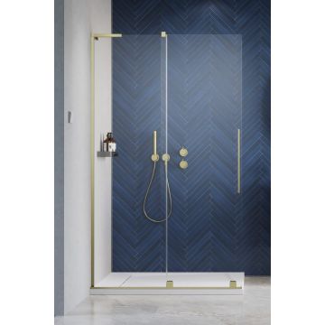 Cabina de dus tip Walk-in Radaway Furo SL Gold 120 cm orientare stanga profil auriu periat