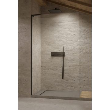 Cabina de dus tip Walk-in Radaway MODO SL II Black 90 cm orientare stanga profil negru mat