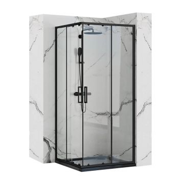 Cabina dus cu cadita de dus patrata Rea Punto cu doua usi culisante 80x80 alb