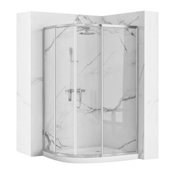 Cabina dus cu cadita semirotunda Rea Look cu doua usi culisante 80x100 crom lucios dreapta