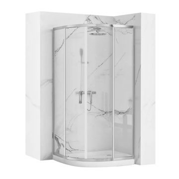 Cabina dus cu cadita semirotunda Rea Look cu doua usi culisante 90x90 crom lucios