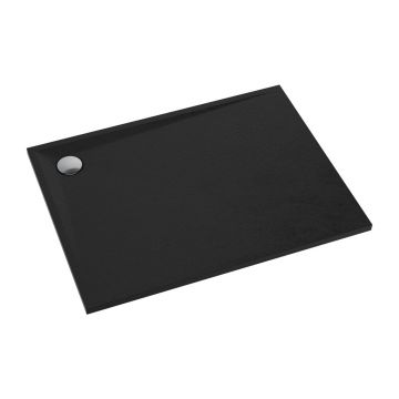 Cadita de dus dreptunghiulara din compozit Omnires Stone negru mat 90x100