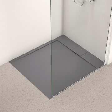 Cadita de dus dreptunghiulara Ideal Standard i.life Ultra Flat S gri asfaltic 100x90 cm