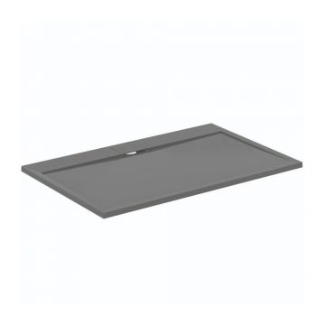 Cadita de dus dreptunghiulara Ideal Standard i.life Ultra Flat S gri asfaltic 140x90 cm