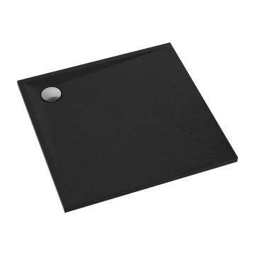 Cadita de dus patrata din compozit Omnires Stone negru mat 80x80 cm