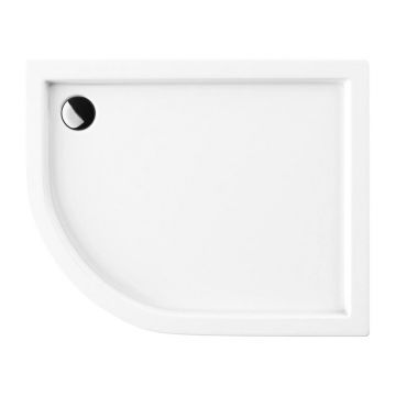 Cadita dus semirotunda Omnires Riverside alb 80x100 cm
