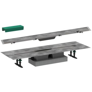 Pachet rigola de dus Hansgrohe RainDrain Rock cu capac faiantabil 80cm si rigola uBox pardoseli minim 57mm