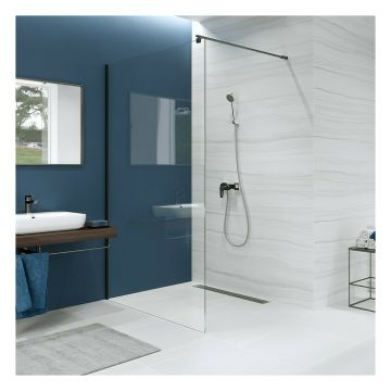 Paravan de dus tip Walk-in Cersanit Mille negru 80x200 cm