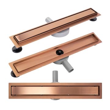 Set rigola pentru dus plus capac Rea Neo Pure finisaj cupru periat 70 cm