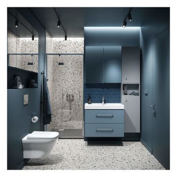 Usa de nisa batanta Cersanit Larga 120 cm sticla 6 mm crom stanga