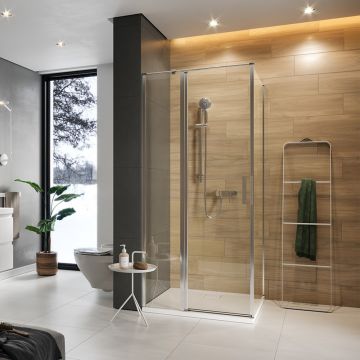 Usa de nisa pivotanta Cersanit Moduo 90 cm sticla 6 mm crom stanga