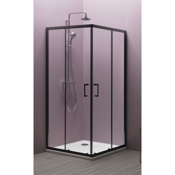 Cabină de duș pătrată, Kolpasan, Eco Quat, 80 x 80, profil negru la reducere