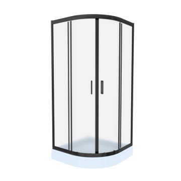 Cabina de dus Celesta Titan semirotunda 800 x 800 x 1900 mm sticla sablata 6 mm profil negru