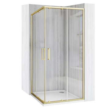 Cabina de dus Rea City 80x80 cm Auriu Periat cu cadita Alba Savoy