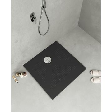 Cădiță de duș din ceramică, SaviniDue, pătrată, negru - 80x80 cm