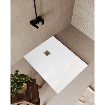 Cădiță de duș din compozit, SaviniDue, dreptunghiulară, alb - 70x100 cm