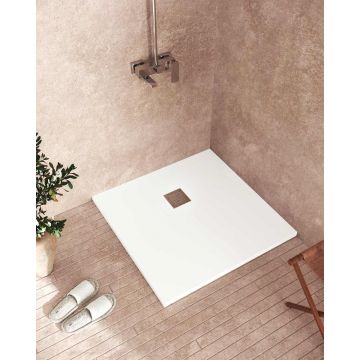 Cădiță de duș din compozit, SaviniDue, pătrată, alb - 80x80 cm
