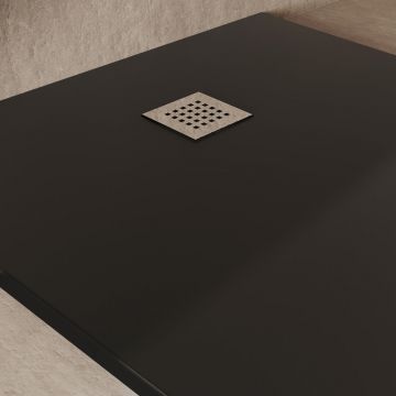 Cădiță de duș din compozit, SaviniDue, pătrată, negru - 80x80 cm
