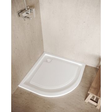 Cădiță de duș din compozit, SaviniDue, semicirculară, alb - 80x80 cm