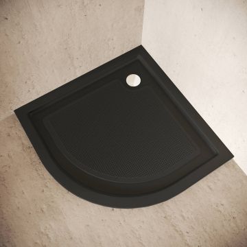 Cădiță de duș din compozit, SaviniDue, semicirculară, negru - 90x90 cm