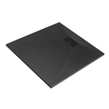 Cadita de dus patrata Besco Vexo Black 80x80x3.2cm include sifon cu top cleaning