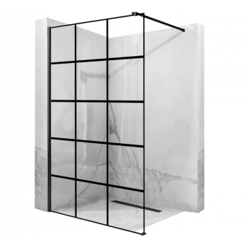 Paravan de dus Walk-In Rea Bler-1 100 cm Negru Mat