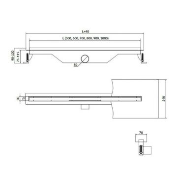 Set rigola dus cu capac Cersanit Tako 90 cm